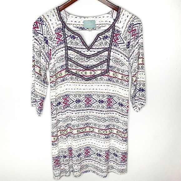 Skies are Blue Dresses & Skirts - Skies are Blue Aztec Boho Embroidered Shift Dress Size XS X-small